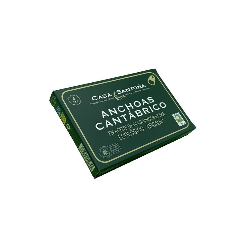 Anchoas del Cantábrico en Aceite de Oliva Virgen extra ecológico, Casa Santoña