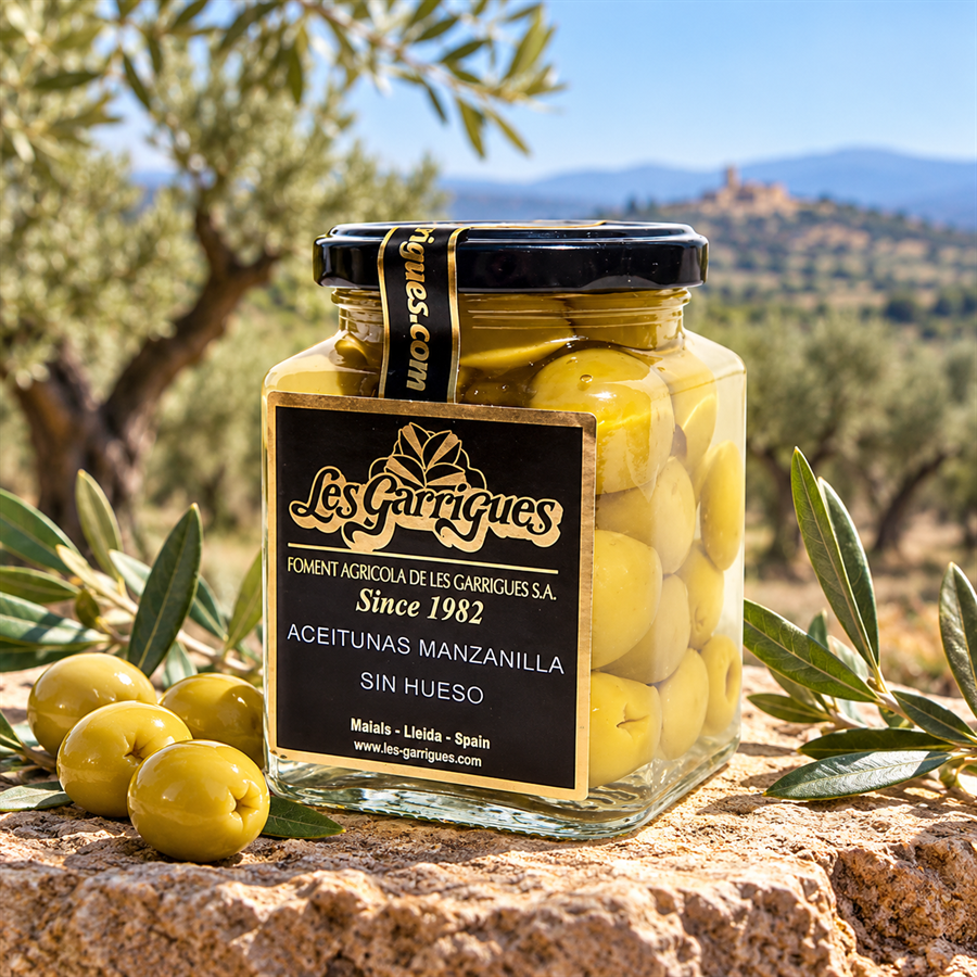 Olives Manzanilla dénoyautées, Les Garrigues