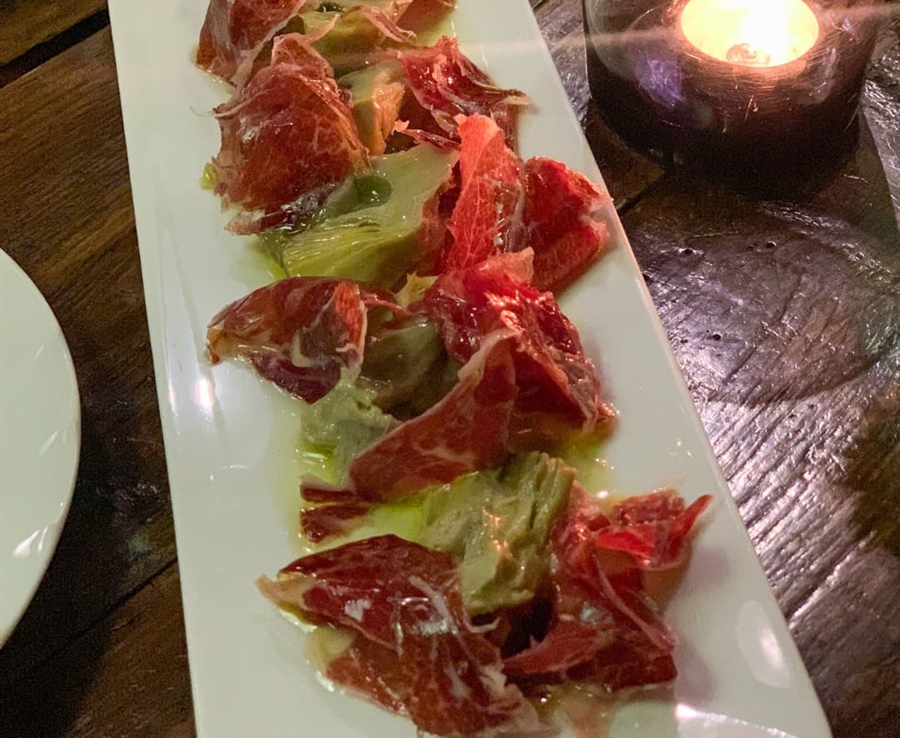 Apéritif d'automne : artichauts au jambon ibérique