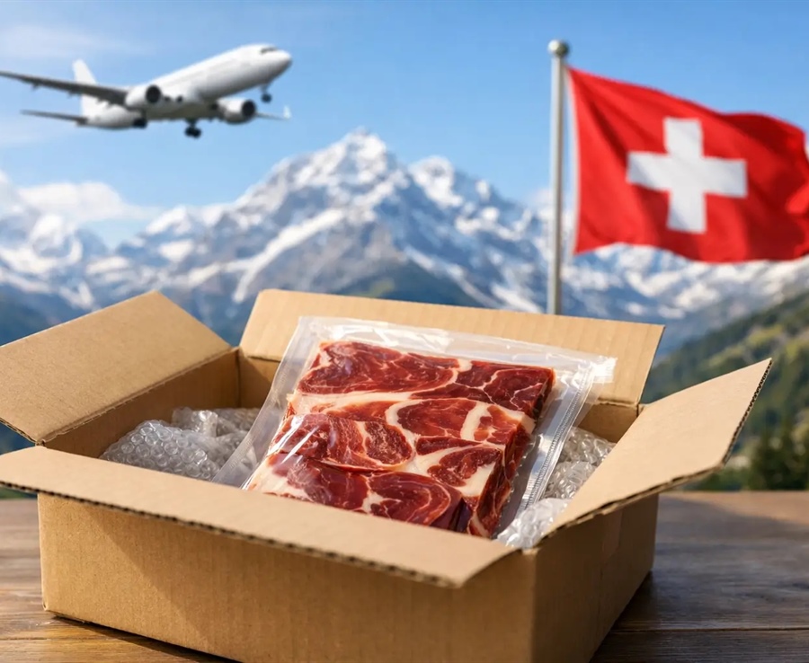 Envío de jamón ibérico a Suiza sin errores