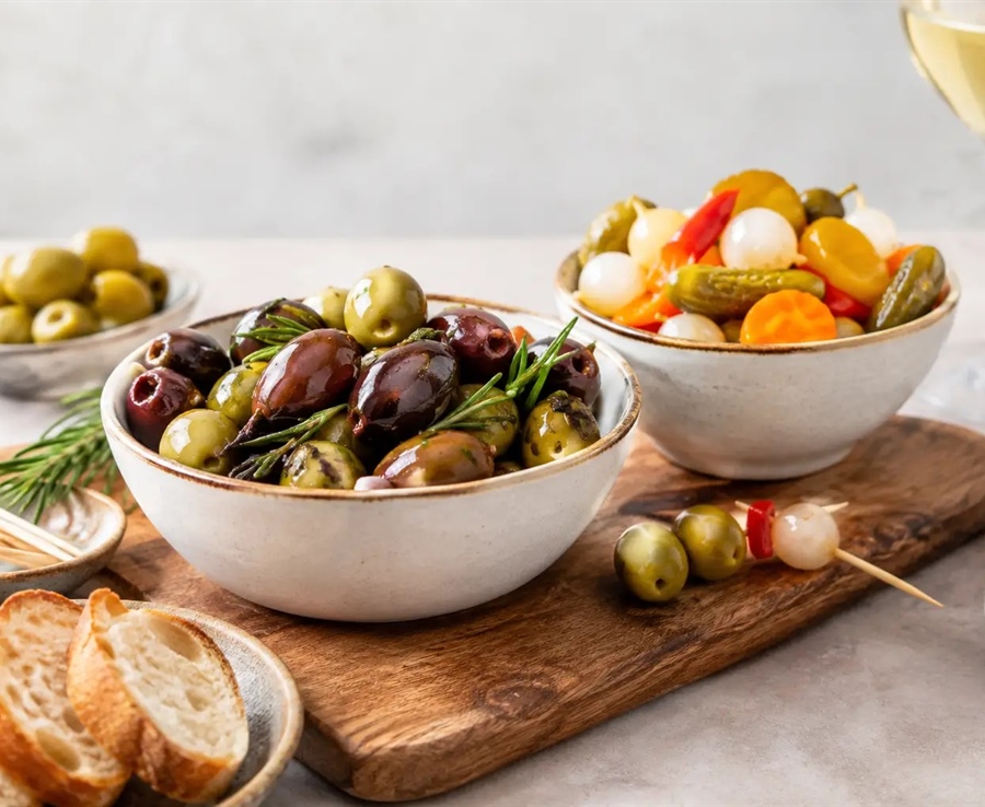 Aceitunas gourmet o encurtidos para el aperitivo