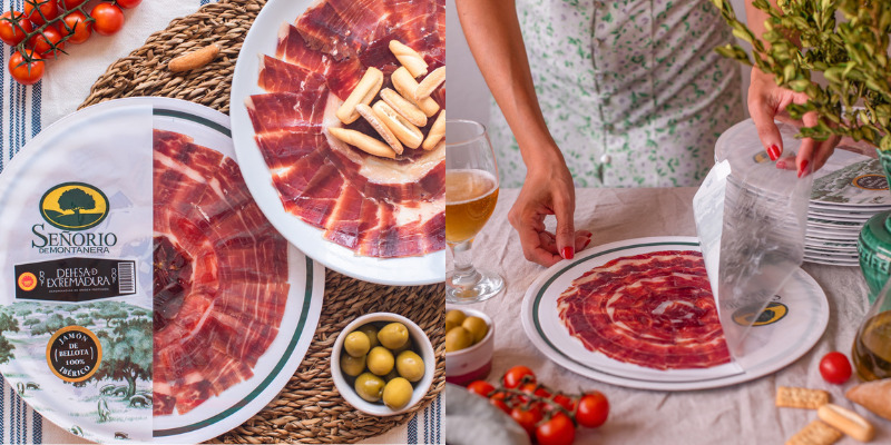 100% Iberian Ham, black label, hand-sliced, D.O.P. Dehesa de Extremadura, Señorío de Montanera