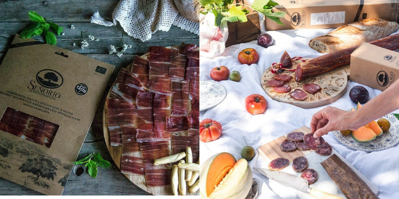 100% Iberian breed organic ham, black label, sliced, Señorío de Montanera